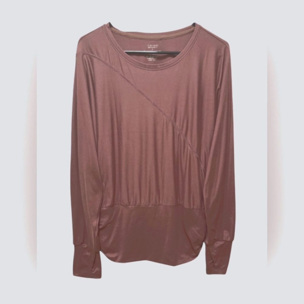 Tahari Sports wear Fit Long Sleeve rosewood color , size L, women's t-shirt